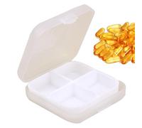 Pilulier carré - Pilulier de voyage quotidien - Boîte à médicaments à quatre compartiments, conteneur portable fermé transparent pour les médicaments de poche, les suppléments de voyage