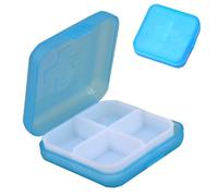 Pilulier carré | Pilulier | Étui portable à quatre compartiments pour poche, sac à main, huiles de poisson, médicaments, suppléments de voyage