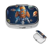 Pilulier carré portable à 2 compartiments pour poche ou sac à main, petit planificateur hebdomadaire de médicaments de voyage avec miroir décoratif en métal