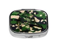 Pilulier carré portable avec 2 compartiments pour sac à main, pilulier de voyage Motif camouflage