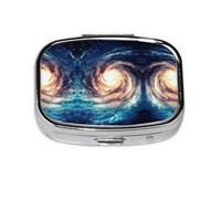 Pilulier carré portable avec 2 compartiments pour sac à main, pilulier de voyage Motif galaxie Voie lactée