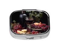 Pilulier carré pour fruits et vins, léger et portable, avec 2 inserts en plastique, convient pour le transport dans les poches ou les portefeuilles.