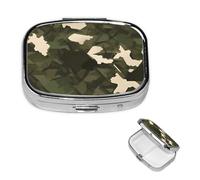 Pilulier carré pour sac à main ou poche - 2 compartiments - Petit pilulier portable - Camouflage militaire - Pilulier de voyage - Boîte de rangement pour médicaments, vitamines, morue, huile de foie