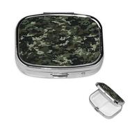 Pilulier carré pour sac à main ou poche - 2 compartiments - Petit pilulier portable - Camouflage - Pilulier de voyage - Boîte de rangement pour médicaments, vitamines, morue, huile de foie