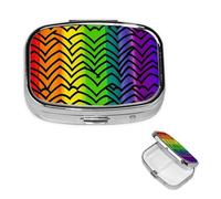 Pilulier carré pour sac à main ou poche - 2 compartiments - Petit pilulier portable - Gay Pride - Arc-en-ciel - Pilulier de voyage pour médicaments, vitamines, foie de morue, huile de foie
