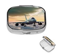 Pilulier carré pour sac à main ou poche - 2 compartiments - Petit pilulier portable - Pilulier d'avion - Boîte de rangement pour médicaments de voyage, vitamines, morue, huile de foie