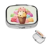 Pilulier carré pour sac à main ou poche - 2 compartiments - Petit pilulier portable - Pilulier de voyage pour crème glacée - Boîte de rangement pour médicaments, vitamines, morue, huile de foie