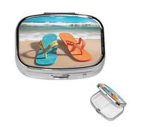 Pilulier carré pour sac à main ou poche 2 compartiments - Petit pilulier portable - Pour la plage, les voyages, les médicaments, les vitamines, le foie de morue, l'huile de foie