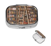 Pilulier carré pour sac à main ou poche 2 compartiments - Pilulier portable - Petit pilulier portable - Étagères amusantes - Collection et échelle - Pilulier de voyage pour médicaments, vitamines
