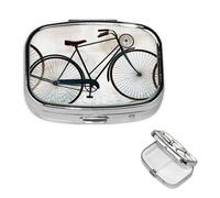 Pilulier carré rétro en forme de vélo à 2 compartiments pour sac à main, joli pilulier en métal, portable, mini petit pilulier pour contenir des vitamines, des suppléments d'huile de poisson