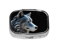 Pilulier carré rond 3D en forme de loup, 2 compartiments pour poche, sac à main, boîte de rangement portable pour médicaments, foie de morue, huile, pilulier 2 fois par jour