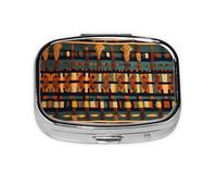 Pilulier carré rond africain classique tissé 2 compartiments pour poche sac à main portable médicaments, foie de morue, huile, pilulier 2 fois par jour