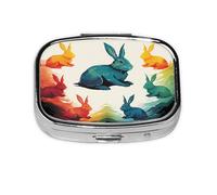 Pilulier carré rond arc-en-ciel lapin boîte à pilules quotidienne 2 compartiments pour poche sac à main portable médicaments, foie de morue, huile de foie de morue, pilulier 2 fois par jour