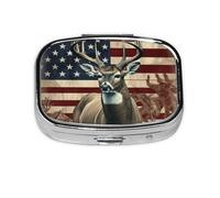 Pilulier carré rond avec drapeau américain - Boîte de pilule de voyage à 2 compartiments pour poche sac à main - Boîte de rangement portable pour médicaments, foie de morue, huile de foie de morue