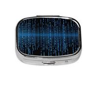 Pilulier carré rond bleu à matrice binaire 2 compartiments pour poche sac à main portable médicaments, foie de morue, huile de foie de morue, pilulier 2 fois par jour