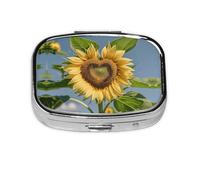 Pilulier carré rond en forme de cœur en forme de tournesol 2 compartiments pour poche sac à main, boîte de rangement portable pour médicaments, foie de morue, huile de foie 2 fois par jour