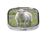Pilulier carré rond en forme de mouton - 2 compartiments - Pour poche, sac à main, médicaments, foie de morue, huile de foie - 2 fois par jour