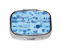 Pilulier carré rond imprimé à pois bleus, 2 compartiments pour poche, sac à main, boîte de rangement portable pour médicaments, foie de morue, huile, pilulier 2 fois par jour