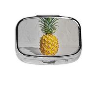 Pilulier carré rond jaune ananas pilulier quotidien 2 compartiments pour poche sac à main portable médicaments, foie de morue, huile de foie de morue, pilulier 2 fois par jour