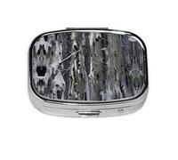 Pilulier carré rond motif camouflage arbre froid 2 compartiments pour poche sac à main portable médicaments, foie de morue, huile de foie de morue, pilulier 2 fois par jour