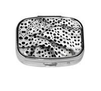 Pilulier carré rond noir à pois 2 compartiments pour poche sac à main, boîte de rangement portable pour médicaments, foie de morue, huile de foie 2 fois par jour