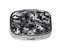 Pilulier carré rond noir blanc gris camouflage pilulier quotidien 2 compartiments pour poche sac à main portable médicaments, foie de morue huile, pilulier 2 fois par jour