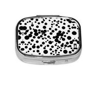 Pilulier carré rond noir et blanc à gros pois 2 compartiments pour poche sac à main portable médicaments, foie de morue, huile de foie de morue, pilulier 2 fois par jour