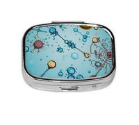 Pilulier carré rond pour abstraction, biologie, chimie, pilulier quotidien à 2 compartiments pour poche, sac à main, boîte de rangement portable pour médicaments, foie de morue, huile, pilulier 2 fois