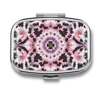 Pilulier carré Tie Dye à 3 compartiments portable pour voyage - Mini récipient compact pour médicaments - Distributeur de supplément de vitamines