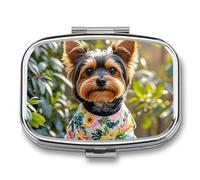 Pilulier carré Yorkie Floral 3 compartiments Portable Voyage Médicaments Mini Compact Boîte de rangement pour médicaments Distributeur de vitamines