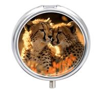 Pilulier Cheetah Love - 3 compartiments - Étanche - Pour poche ou sac à main - Portable - Mini pilulier de médicaments - Porte-vitamines