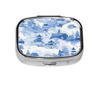 Pilulier classique à 2 compartiments avec miroir - Petit pilulier pour sac à main ou poche - Organiseur de vitamines