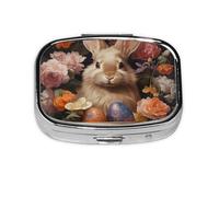 Pilulier classique à 2 compartiments pour œufs de Pâques avec miroir - Petit pilulier pour sac à main ou poche - Organiseur de vitamines