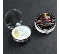 Pilulier classique de voiture rond portable à 3 compartiments pour poche ou sac à main, petit planificateur hebdomadaire de médicaments de voyage avec miroir décoratif en métal, porte-vitamines