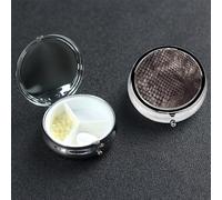 Pilulier classique en peau de serpent à 3 compartiments rond portable pour poche ou sac à main, pilulier hebdomadaire, organiseur décoratif en métal pour médicaments, vitamines, cadeau de voyage