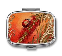 Pilulier coccinelle à pointes avec miroir, 2 compartiments, étanche, pour sac à main ou poche, avec poignée antidérapante, organisateur de voyage pour compléments alimentaires (vitamines, huile de po