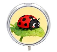 Pilulier coccinelle rouge avec miroir, 3 compartiments, étanche, pour sac à main ou poche, antidérapant, organisateur de voyage pour compléments alimentaires (vitamines, huile de poisson, etc.).
