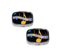 Pilulier coloré à 2 compartiments avec notes de musique - Pilulier de voyage - Petit pilulier portable en métal - Cadeau parfait pour toute personne dans le besoin