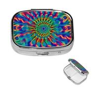 Pilulier coloré à 2 compartiments carré portable pour poche ou sac à main, pilulier hebdomadaire, organiseur décoratif en métal pour médicaments, vitamines, cadeau de voyage