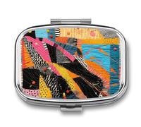 Pilulier coloré à 2 compartiments, pilulier portable avec miroir pour sac à main, voyage, mini organisateur de médicaments en métal pour vitamines, huile de poisson