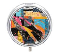 Pilulier coloré à 3 compartiments avec miroir - Pilulier de voyage en métal pour sac à main et poche - Petite boîte à médicaments ronde pour vitamines