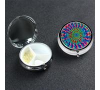 Pilulier coloré à 3 compartiments rond portable pour poche ou sac à main, pilulier hebdomadaire, organiseur décoratif en métal pour médicaments, vitamines, cadeau de voyage