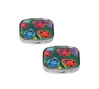 Pilulier coloré en forme de coccinelle à 2 compartiments - Pilulier de voyage - Petit pilulier portable en métal - Cadeau parfait pour toute personne dans le besoin