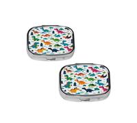 Pilulier coloré en forme de dinosaure à 2 compartiments - Pilulier de voyage - Petit pilulier portable en métal - Cadeau parfait pour toute personne dans le besoin