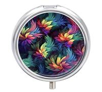 Pilulier coloré en forme de fleur - 3 compartiments - Petit pilulier rond - En métal - Pour sac à main