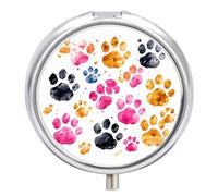 Pilulier coloré en forme de pattes de chien à 3 compartiments, organiseur de pilules rond quotidien pour poche, sac à main, récipient à médicaments quotidien pour contenir des vitamines, de l'huile de