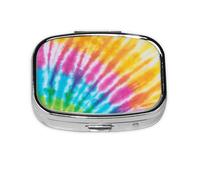 Pilulier coloré en spirale avec 2 compartiments et organiseur portable Motif Tie Dye arc-en-ciel