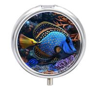 Pilulier coloré imprimé poissons tropicaux en métal avec 3 compartiments