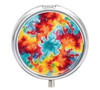 Pilulier coloré Tie Dye à 3 compartiments, organisateur de pilules de voyage 3 fois par jour, mignon mini pilulier pour sac à main et poche, boîte à médicaments portable en métal avec miroir