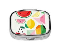 Pilulier compact à imprimé de fruits géométriques avec motif imprimé complet pour les voyages et une utilisation quotidienne